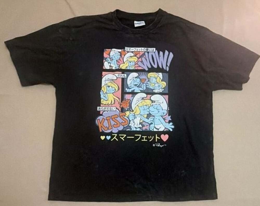 The Smurfs Black Japanese Comic Style Smurfette Graphic T-Shirt